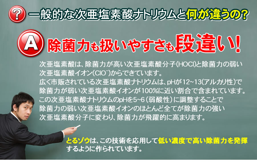 次亜塩素酸ナトリウムとの違い